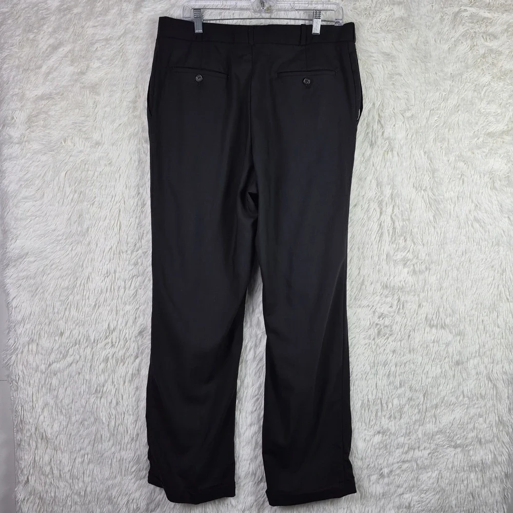 Joseph & Feiss Mens Black 100% Worsted Wool Pleated Cuffed Dress Pants‎ 36x30